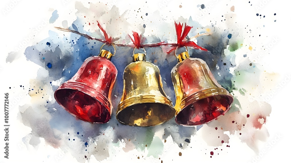 Canvas Prints Jingle christmas bells watercolor