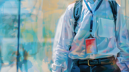 Badge Holder Office watercolor