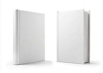 Naklejka premium A blank hardcover book cover mockup with isolated front and back designs, shown in an angled view on