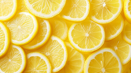 Fototapeta premium Lemon Backgrounds｜Lemon slices laid out all over this image, which makes you want to take vitamin C.