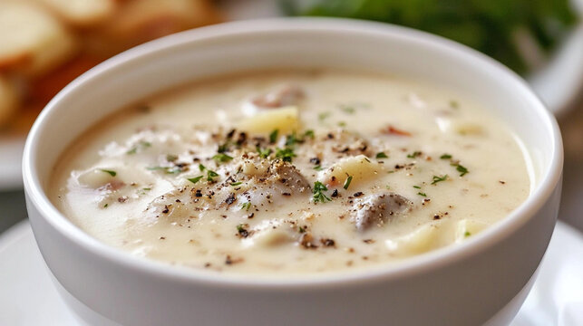 Clam chowder is a rich and creamy soup made with clams