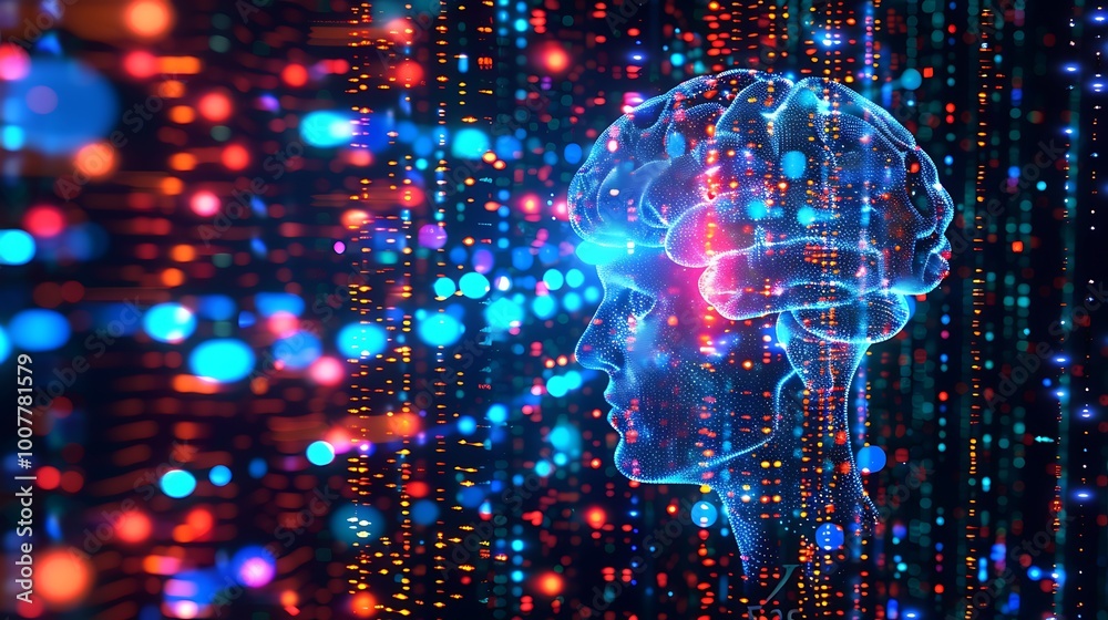 Wall mural abstract digital brain a concept for ai and the future of technology.