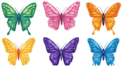 Colorful butterfly illustrations in various vibrant shades, perfect for kids DIY projects and creative designs. These playful silhouettes inspire imagination and joy