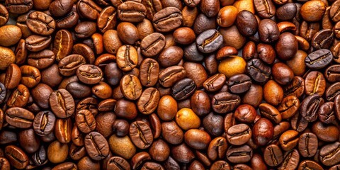 Obraz premium Freshly harvested coffee beans arranged artfully on a transparent background, showcasing their varying shades of brown