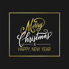 Handwritten Christmas and New Year greetings, modern calligraphy lettering