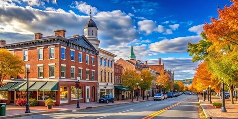Historic downtown Dover, New Hampshire, with brick buildings, charming streets, and leafy trees, exudes small-town