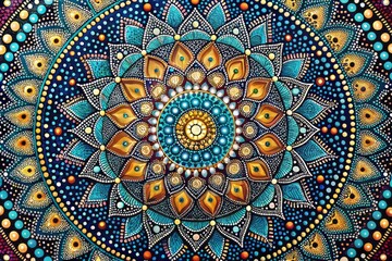 Intricately designed geometric mandala featuring tiny dots in a mesmerizing pattern, creating a visually striking and