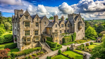 Obraz premium Majestic 15th-century Donegal Castle stands proudly amidst lush greenery, its stone walls and towers showcasing