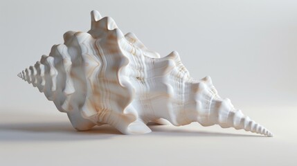 Obraz premium Minimalist 3D Conch Shell in Clean White Color