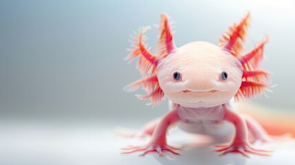 Cute Axolotl with Vibrant Pink Gills Floating Gracefully