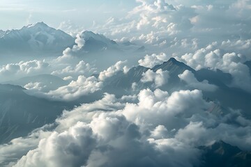 Fototapeta premium Mountain landscape with snow and clear blue sky in Himalayas