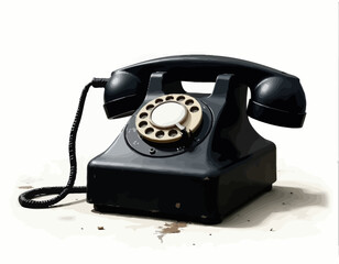 Vintage Black Rotary Phone with Coiled Cord