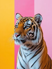 Fototapeta premium tiger isolated on colorful background