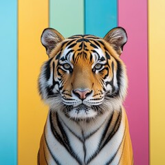 Obraz premium tiger isolated on colorful background
