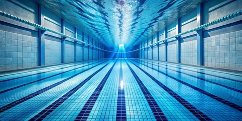 Serene underwater scene featuring swimming lanes, pool tiles, and ripples, capturing the refreshing essence of aquatic