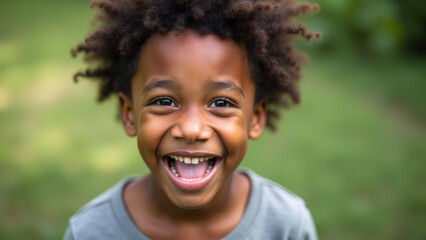 African American Boy Smile Hairdo Natural