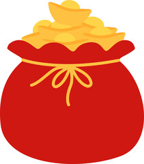 Obraz premium Chinese New Year Money Pocket Vector. Red Gold Money Bag For Chinese New Year Decorations Vector. Chinese new year red lucky bag Vector and Transparent Background .