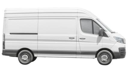 side view of blank white van mockup for branding promotion isolated on white background