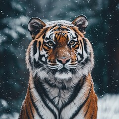 tiger isolated on winter background