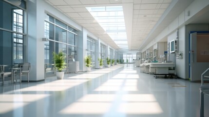 Obraz premium Hospital Corridor with Natural Light