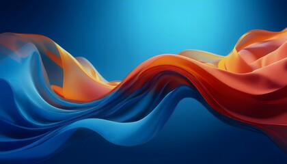 a blue and orange wave is in the background with the blue and orange swirls.