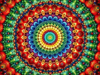 Vibrant circular representation of additive color model featuring bright red, green, and blue hues and their mixed