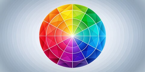 Obraz premium Vibrant colorful diagram illustrating the concept of wholeness, featuring a circle divided into nine equal parts with