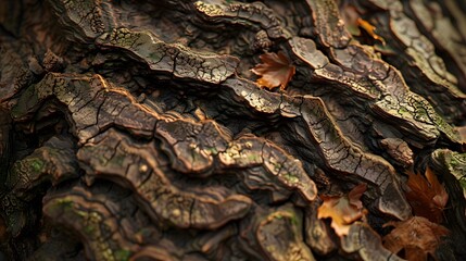 Obraz premium The intricate beauty of tree bark, where vibrant colors and detailed patterns tell the story of the tree's growth. 