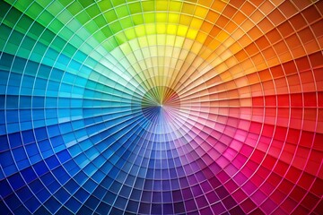 Vibrant color wheel displaying a harmonious arrangement of primary, secondary, and tertiary hues, showcasing a stunning