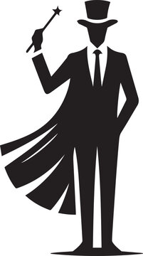 recommend clip art: magic man silhouette vector black and white full body