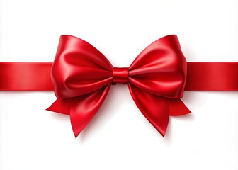 Vibrant red banner with a delicate satin ribbon tied in a elegant bow, symbolizing celebration, achievement, or grand