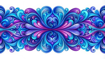 Fototapeta premium Vibrant, swirling patterns of blue and purple hues blend seamlessly, creating a mesmerizing, abstract divider ideal for