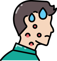 Rash on face line icon