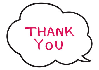 シンプルな手書きの吹き出しとメッセージの線画素材　ありがとう　Thank you