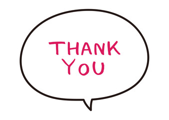 シンプルな手書きの吹き出しとメッセージの線画素材　ありがとう　Thank you