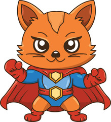 Cute Cat Animal Superhero Cartoon Drawing