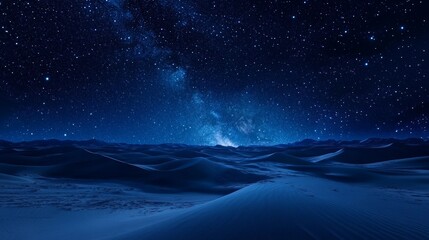 Majestic Night Over Desert Dunes, A breathtaking view of a star-filled sky with shooting stars illuminating the tranquil desert dunes, evoking a sense of wonder and peace.