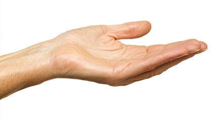 Open Hand Gesture Isolated on White Background Human Hand Palm Reach Out Offer Suppo