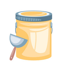 paint can and trowel painter equipment