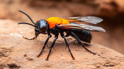 Naklejka premium Fearsome Tarantula Hawk Wasp Venom That Paralyzes Prey and Causes Intense Pain in Humans