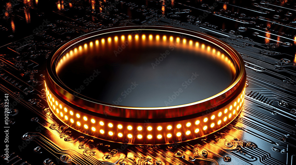 Poster circuit board highlighting convert in luminous processor