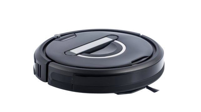 Robot mop vacuum cleaner with water tank on white background 