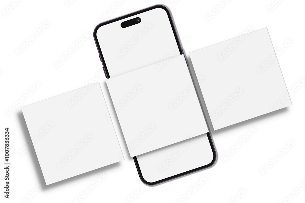 Canvas Prints smartphone mockup with shadow and social media post interface mockup. social media mobile app page t