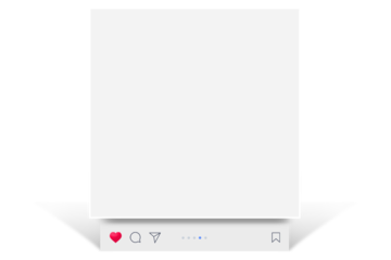 Social media post interface mockup with shadow. Social media mobile app page template design for user carousel post feed. Minimal design interface mobile app template of popular social network