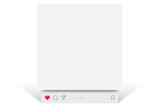 Social media post interface mockup with shadow. Social media mobile app page template design for user carousel post feed. Minimal design interface mobile app template of popular social network