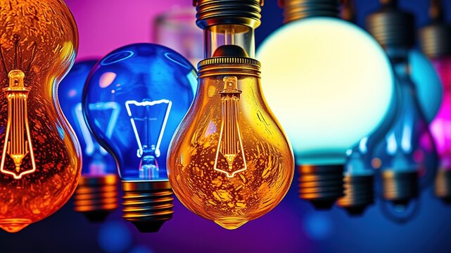 A series of photos displaying different colored bulbs ranging from warm yellow (2000K) to cool blue (8000K) hues, showcasing the varying color temperatures in a studio setting.