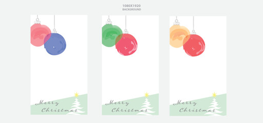 Set of minimalist Christmas posters. Minimalist design with Christmas ornaments. Vertical in festive colors for Christmas design.
