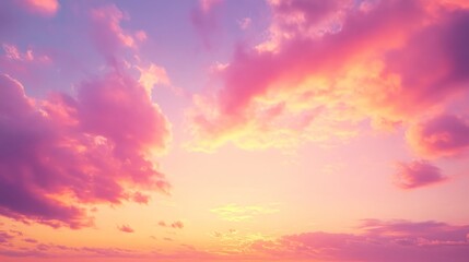 Obraz premium Vibrant Twilight Sky, a breathtaking dusk scene showcasing a sky ablaze with orange and pink hues, casting a warm glow over the landscape and elevating the essence of evening.