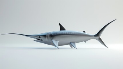Minimalist 3D Swordfish Model in Clean Background