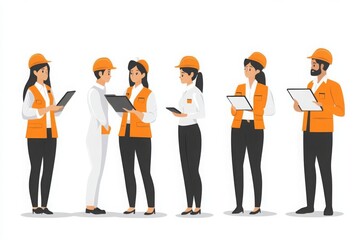 Obraz premium Group of Construction Workers on a White Background